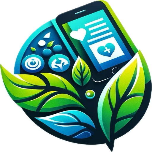 Dein Leben (er)leben Logo - Smartphone mit Gesundheitsapp umgeben von grünen Blättern